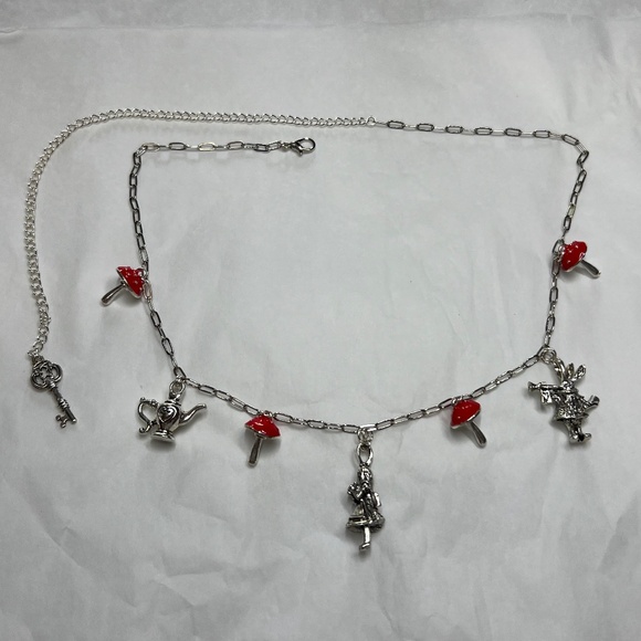 Alice in Wonderland Handmade Character Necklace, Mushrooms, Teapot, White Rabbit - Picture 11 of 15